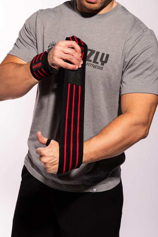 Grizzly Fitness Pro 3" Heavy Duty Red Line Weight Lifting Wrist Wraps for Men and Women (20" Long One-Size Pair)
