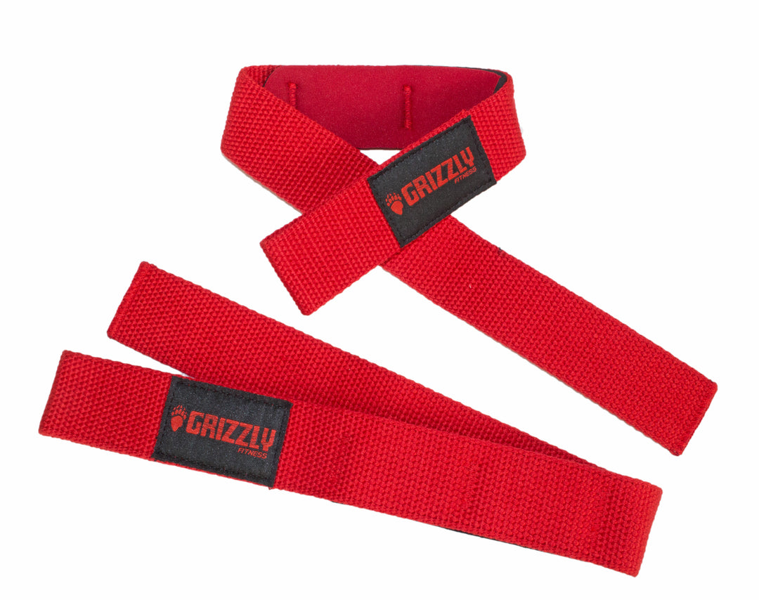 Grizzly Fitness Padded Cotton and Nylon Weight Lifting Wrist Straps for Men and Women (One-Size Pair)