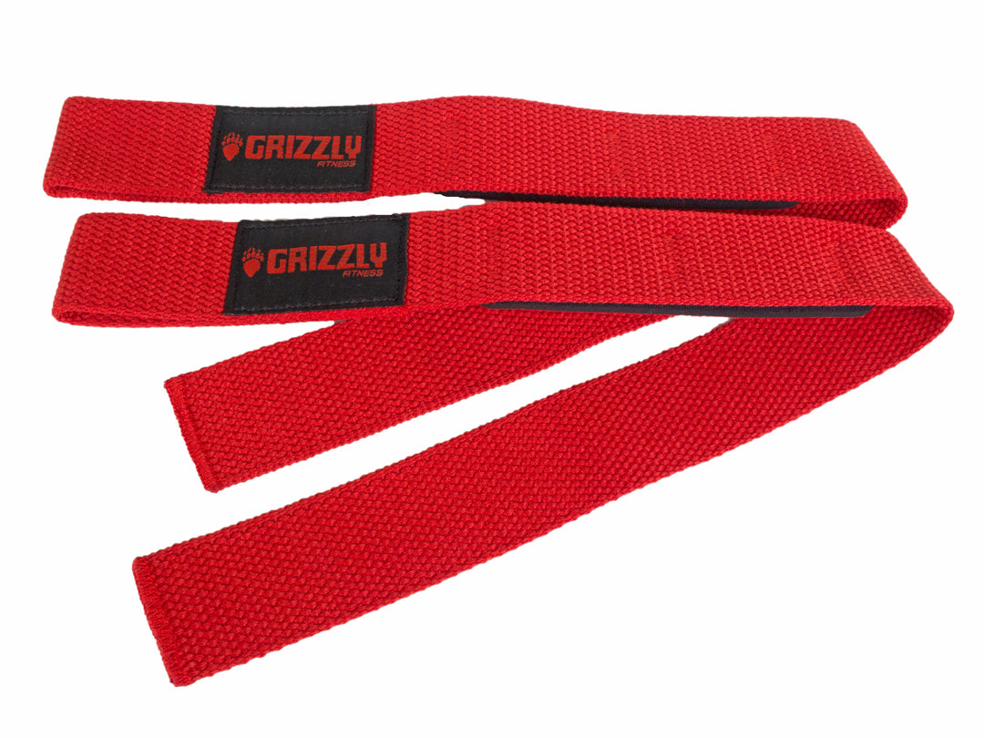 Grizzly Fitness Padded Cotton and Nylon Weight Lifting Wrist Straps for Men and Women (One-Size Pair)