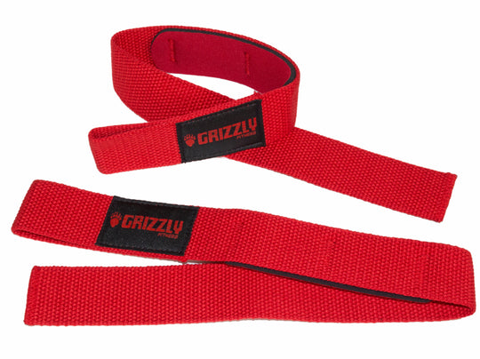 Grizzly Fitness Padded Cotton and Nylon Weight Lifting Wrist Straps for Men and Women (One-Size Pair)