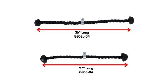 Two black braided cables with measurements on a white background