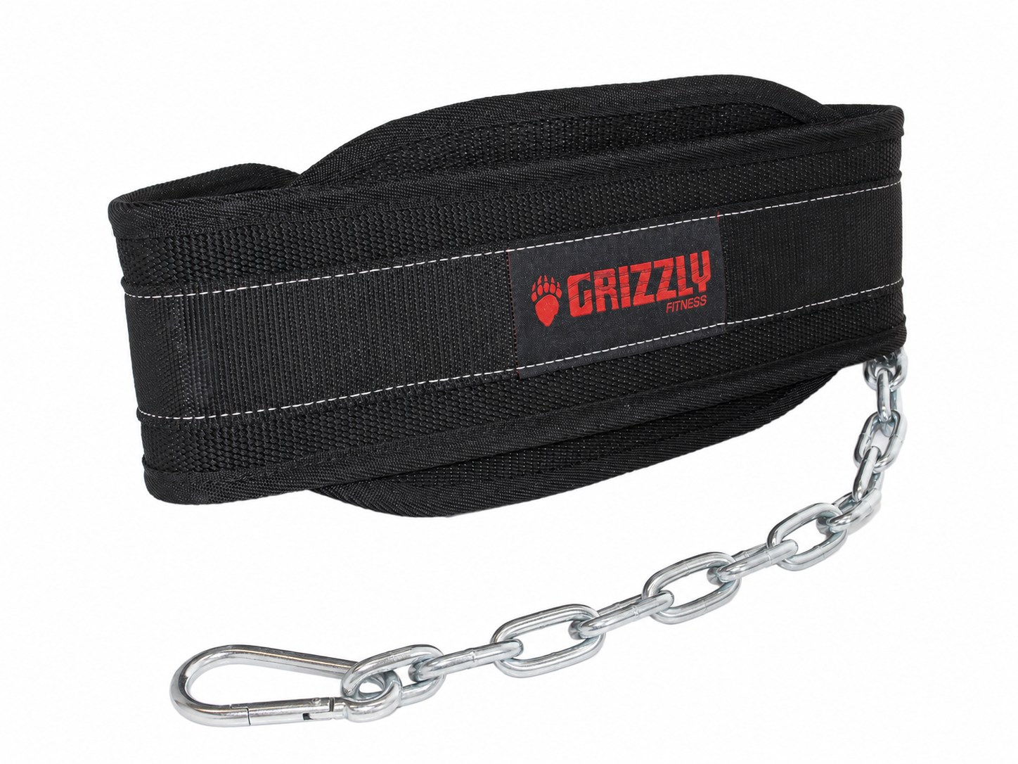 Grizzly Fitness Woven Nylon Pro Dip and Pull Up Belt with 36 inch chain, weightlifting accessories