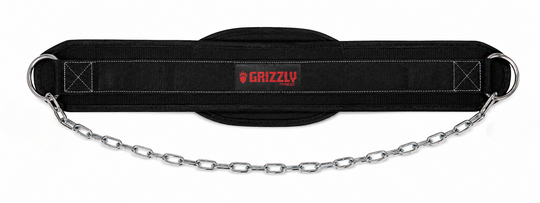 Grizzly Fitness Woven Nylon Pro Dip and Pull Up Belt with 36 inch chain, weightlifting accessories for lifting