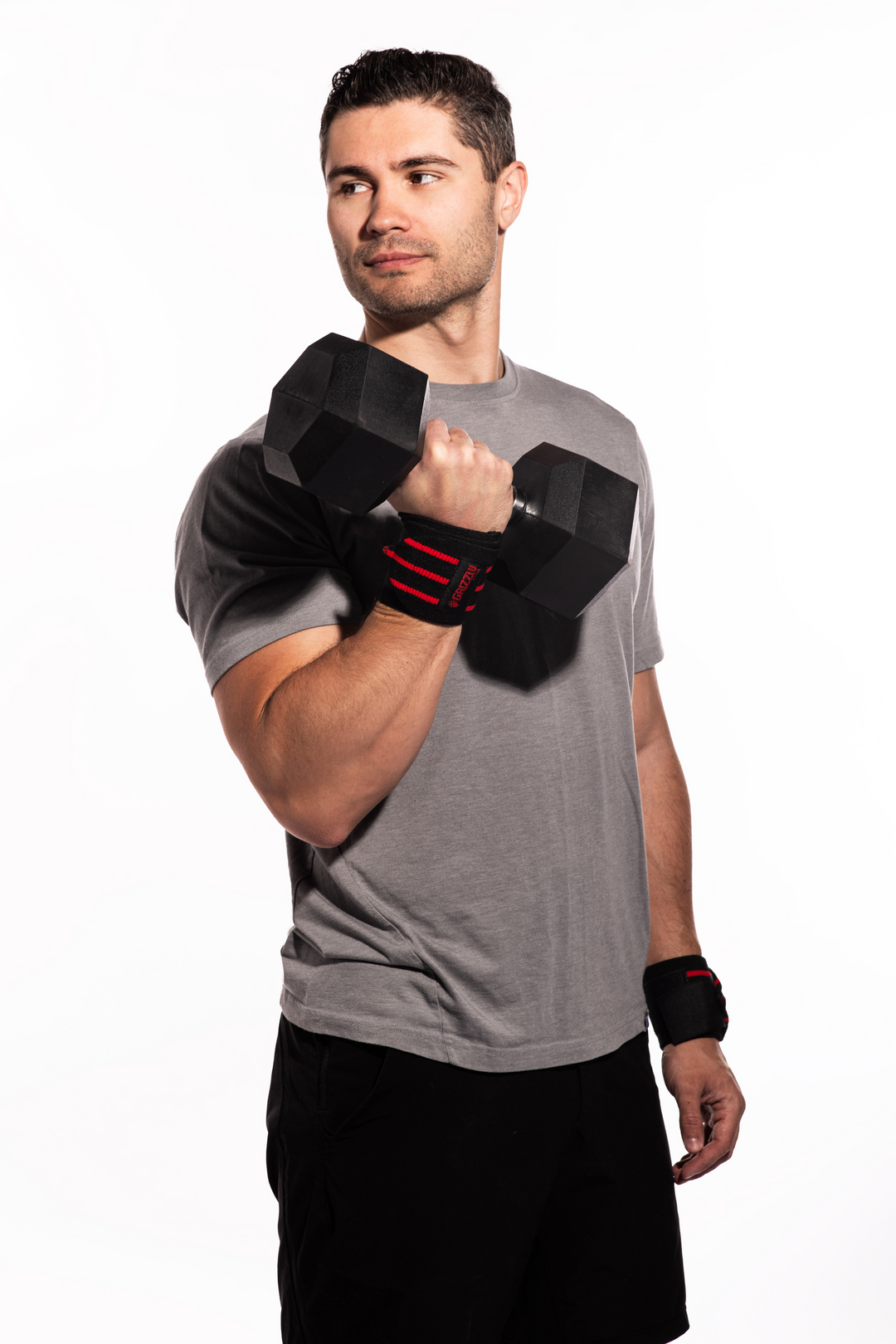 Grizzly Fitness 3" Premium Red Line Weight Lifting Wrist Wraps for Men and Women (11" Long One-Size Pair)