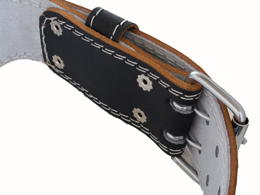 Grizzly Fitness Enforcer Ceinture de musculation rembourrée en cuir véritable pour homme et femme