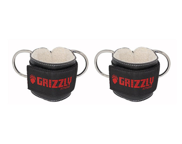 Sangles de cheville rembourrées en cuir Grizzly Fitness Premium 7,6 cm pour homme et femme (paire taille unique)