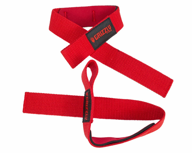 Grizzly Fitness Padded Cotton and Nylon Weight Lifting Wrist Straps for Men and Women (One-Size Pair)