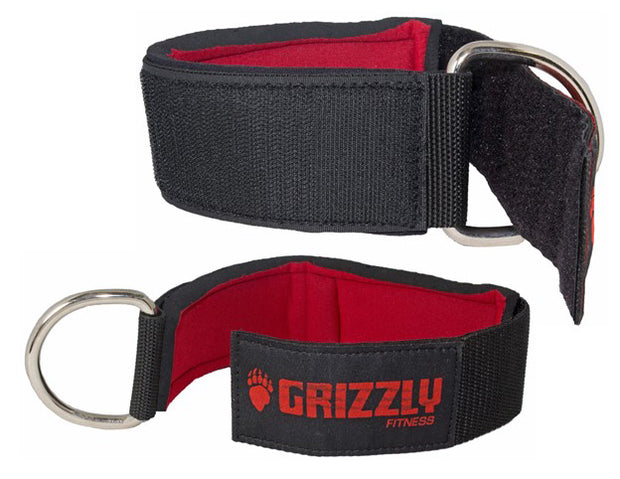 Grizzly Fitness Premium 2" Padded Neoprene Ankle Straps for Men and Women (One-Size Pair)