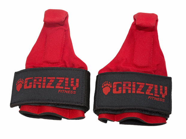Crochets d'haltérophilie Grizzly Fitness Premium avec bandes de poignet en néoprène pour hommes et femmes (paire taille unique)