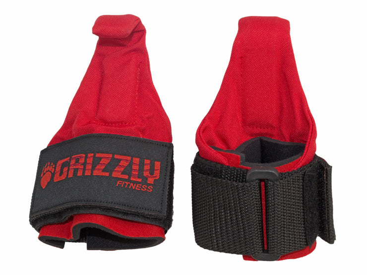 Crochets d'haltérophilie Grizzly Fitness Premium avec bandes de poignet en néoprène pour hommes et femmes (paire taille unique)