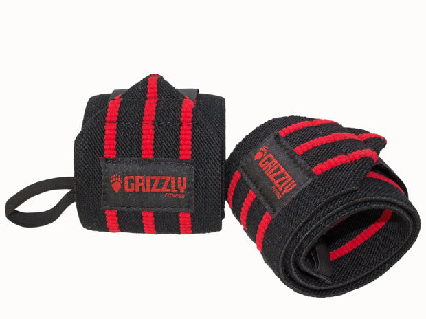 Grizzly Fitness Pro 7,6 cm Heavy Duty Red Line Haltérophilie Poignets pour homme et femme (50,8 cm de long paire taille unique)