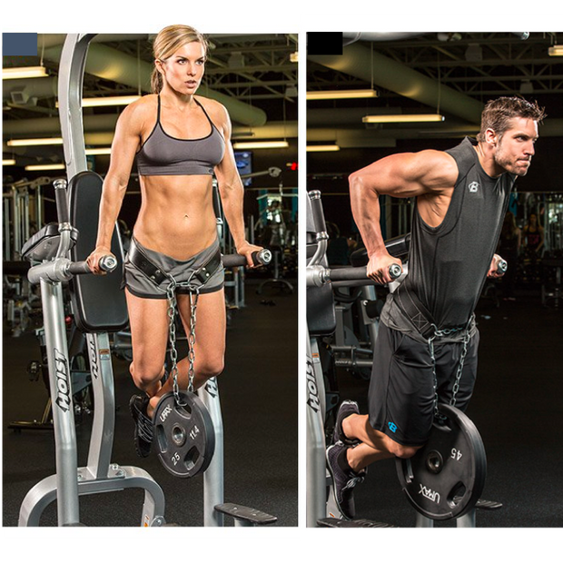 Grizzly Fitness Leather Pro Dip and Pull Up Ceinture de musculation avec chaîne de 91,4 cm pour homme et femme (taille unique)